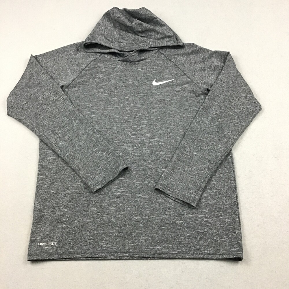 Nike Swim Shirt Men Small Gray Heather Long Sleeve Pullover Dri-FIT UPF 40+ Hood